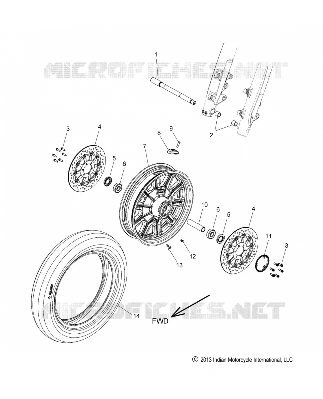 FRONT WHEEL - N14TCA ALL OPTIONS (49INDIANWHEELFRT14TOUR)